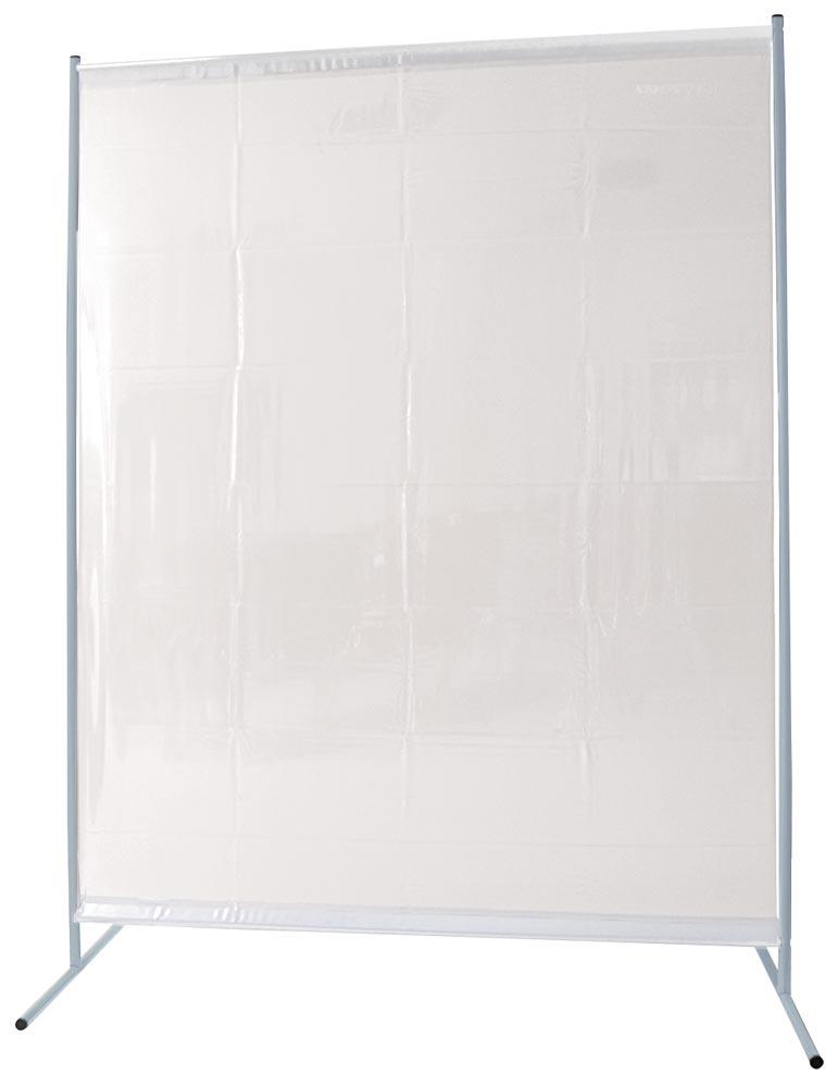 1-teilg. Schutzwand, mit Folienvorhangbespannung, S0, glasklar, BxH 1450x1900 mm, Bodenfreiheit 100 mm 1-teilg. Schutzwand, mit Folienvorhangbespannung, S0, glasklar, BxH 1450x1900 mm, Bodenfreiheit 100 mm