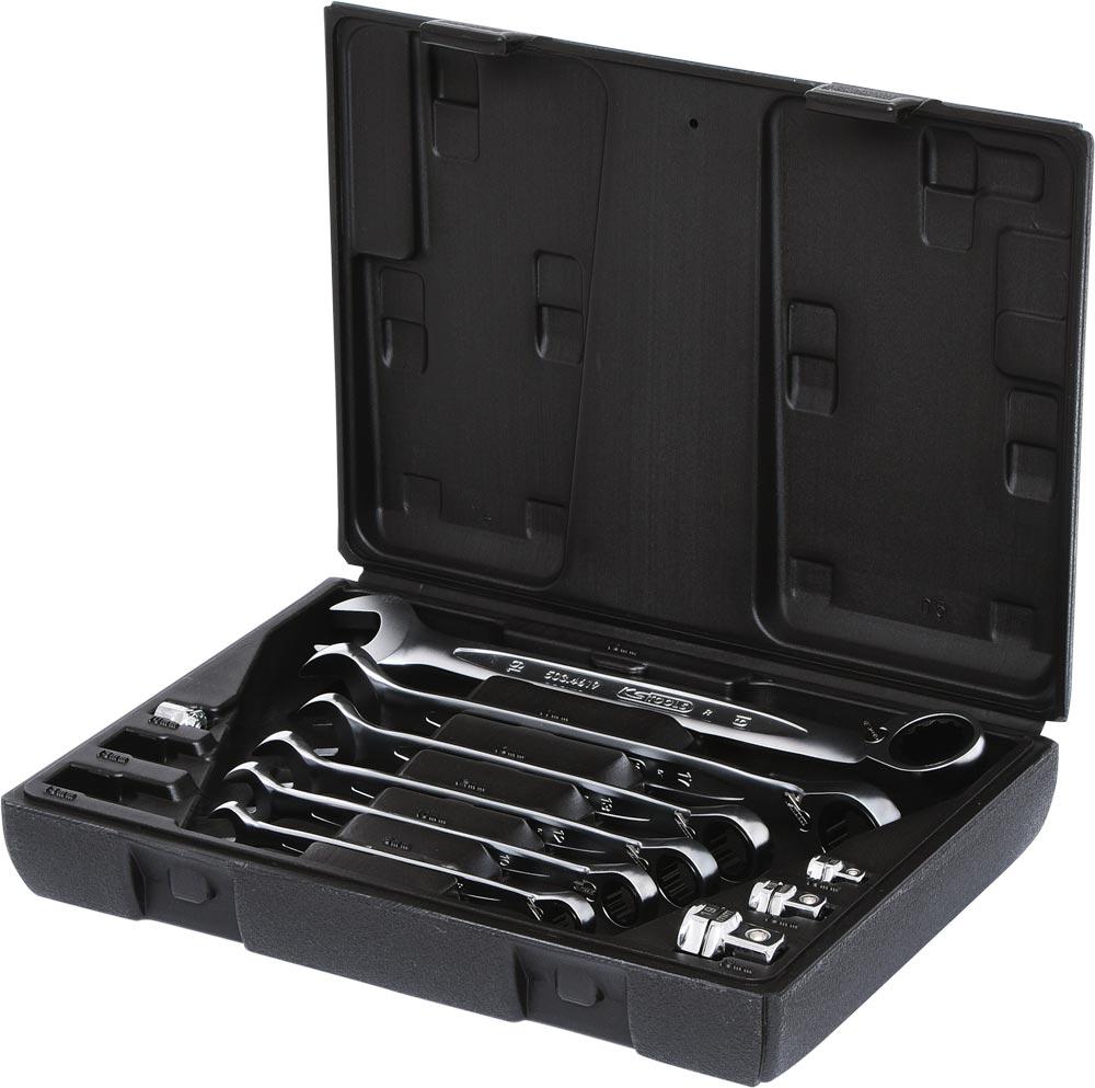 Ratschen-Ringmaulschlüssel-Satz GEARplus, umschaltbar, 10tlg., 8-19 mm, Kstst.-Kasten
