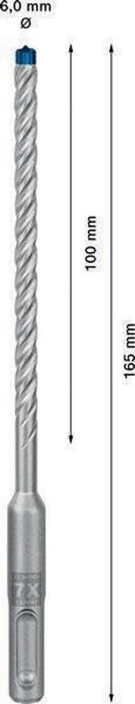 Hammerbohrer Expert SDS-7X Ø 6,0 mm Arbeits-L.100 mm L.165 mm SDS-plus 1 Stück