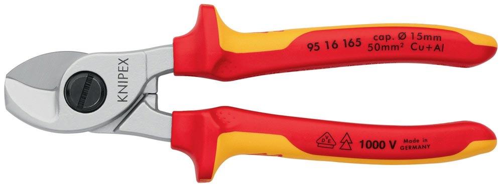 Kabelschere Länge 165 mm Kopf verchromt VDE Mehrkomponenten-Hüllen Form 1