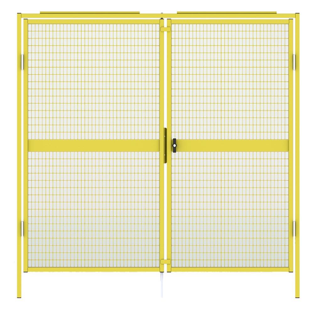 Schiebetür für Maschinenschutzgitter, Magnetverschluss, BxH 1250x2000 mm, RAL 1018 zinkgelb