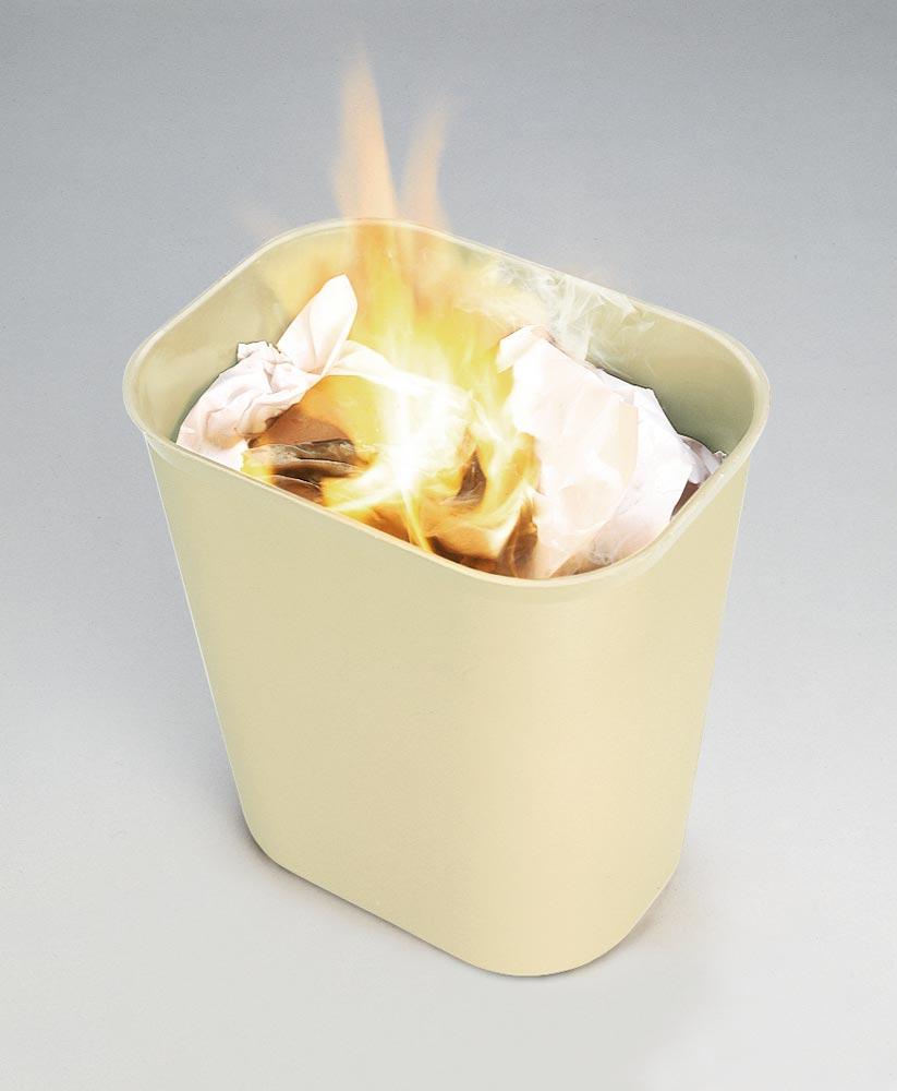 Feuerfester Papierkorb, Fiberglas, Volumen 13 l, BxTxH 283x210x310 mm, beige