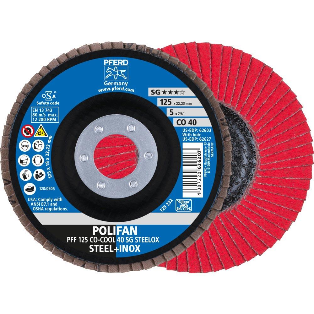 Fächerscheibe POLIFAN CO-COOL SG STEELOX Ø 125 mm Körnung 40 flach INOX Keramikkorn CO