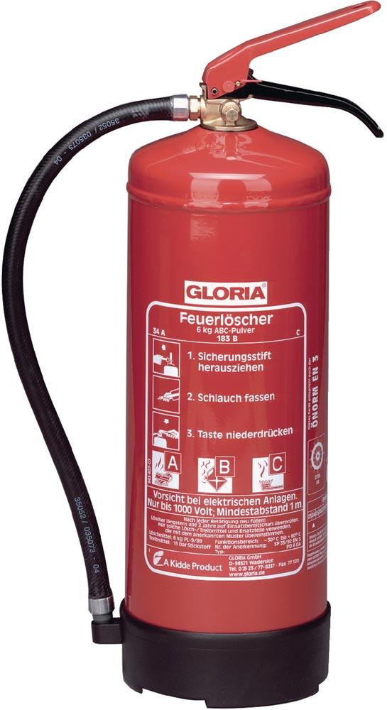 Dauerdruck-Pulverfeuerlöscher PD 12 G A 12 kg Brandklasse A 55 A 233 B C mit Wandhalter Dauerdruck-Pulverfeuerlöscher PD 12 G A 12 kg Brandklasse A 55 A 233 B C mit Wandhalter