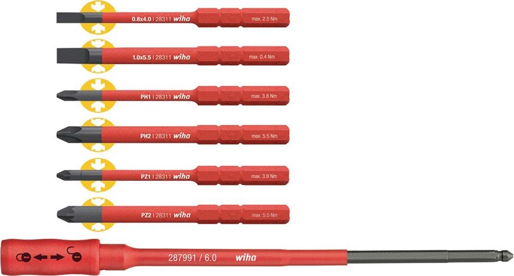 Wechselklingensatz slimBit Pack 7-teilig Torque/Schlitz/Phillips/Pozidriv