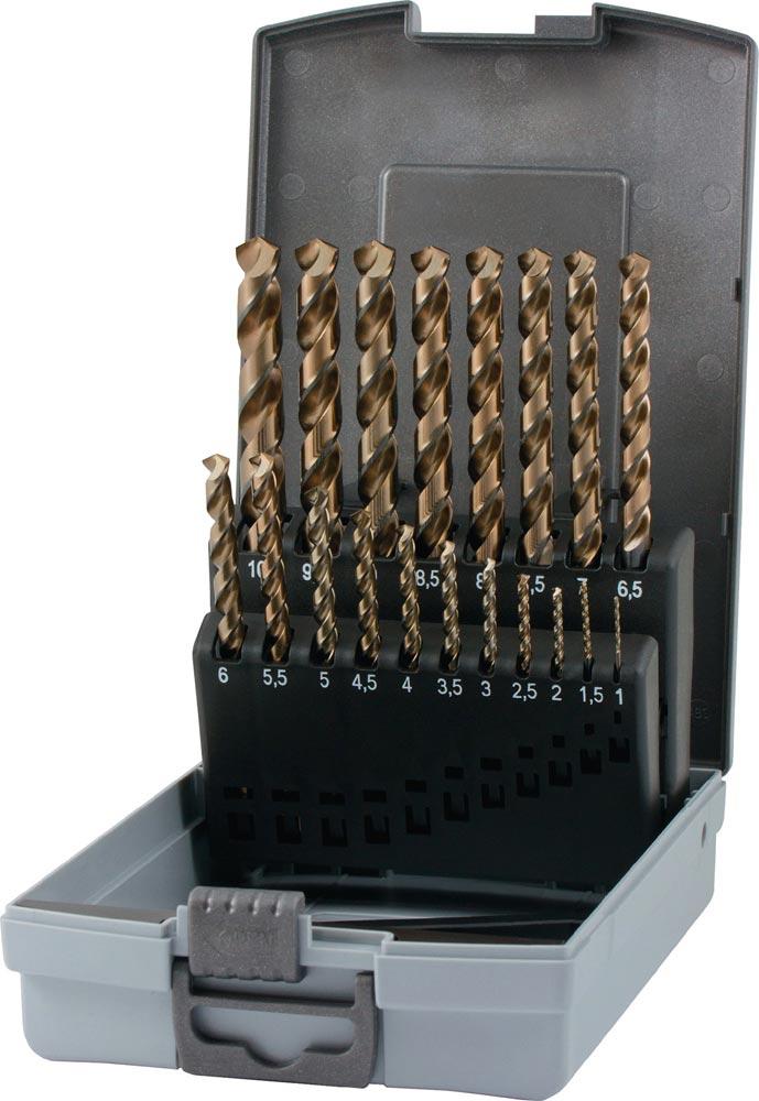 Spiralbohrersatz DIN 338 UNI Nenn-Ø 1-10x0,5 mm HSS-Co5 19-teilig 19-teilig Kunststoffkassette Spiralbohrersatz DIN 338 UNI Nenn-Ø 1-10x0,5 mm HSS-Co5 19-teilig 19-teilig Kunststoffkassette