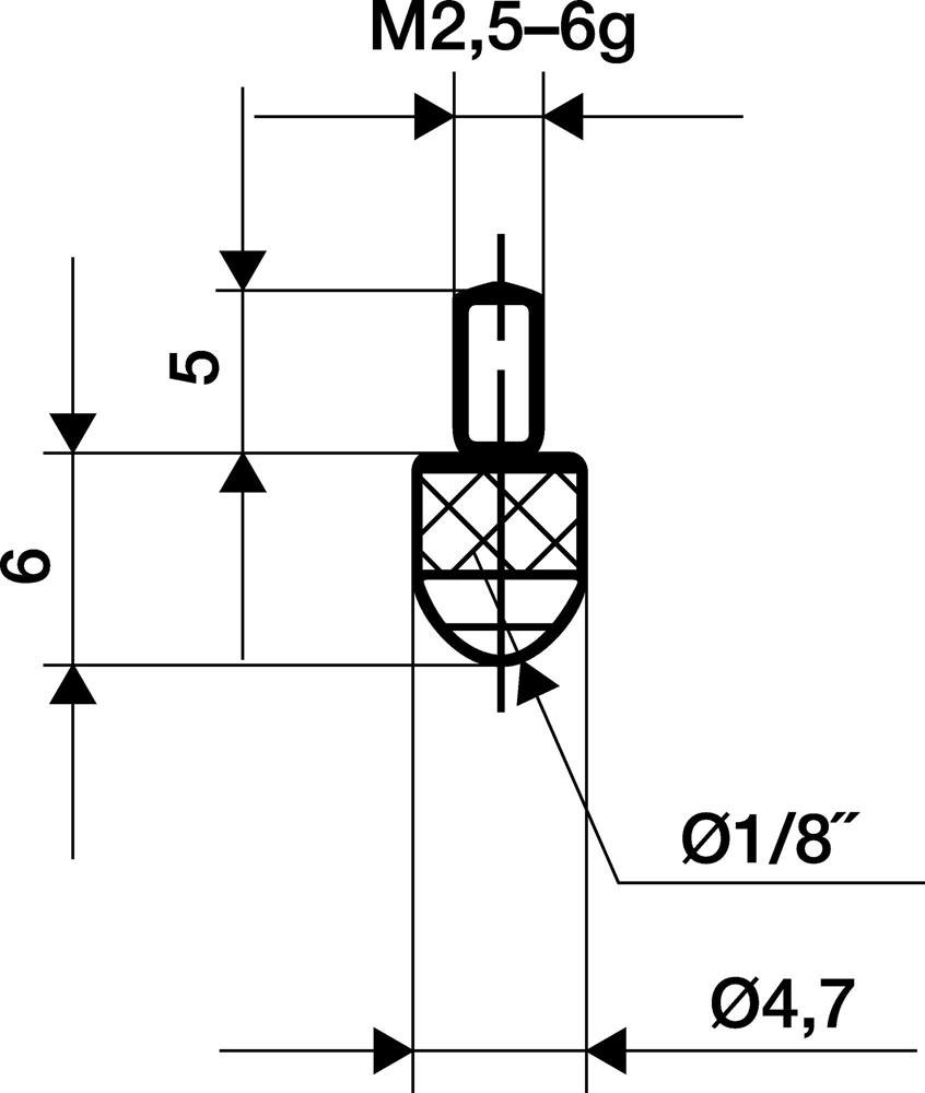 Messeinsatz Länge 6 mm Kugel M2,5 Hartmetall passend zu Messuhren Messeinsatz Länge 6 mm Kugel M2,5 Hartmetall passend zu Messuhren