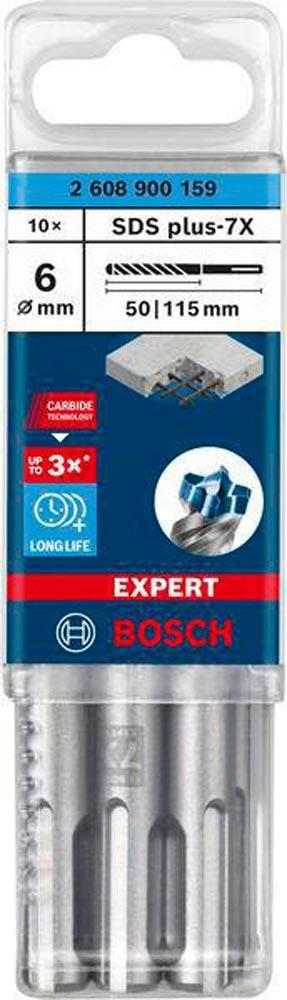 Hammerbohrer Expert SDS-7X Ø 6 mm Arbeits-L.50 mm L.115 mm SDS-plus 10 Stück