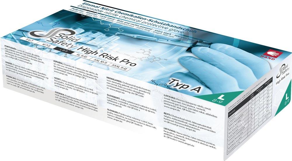 Einweghandschuhe HighRisk Pro Größe L blau PSA-Kategorie III Nitril EN 21420, EN 374, EN 388 Einweghandschuhe HighRisk Pro Größe L blau PSA-Kategorie III Nitril EN 21420, EN 374, EN 388