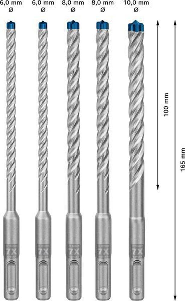 Hammerbohrer-Satz Expert SDS plus-7X 5- teilig SDS Plus Kunststoffkassette mit Euroloch