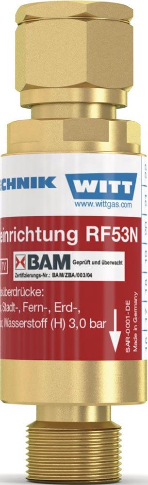 Sicherheitseinrichtung TYP RF 53 N G 1/4 RH O2, Druckluft, nicht brennbare Gase Sicherheitseinrichtung TYP RF 53 N G 1/4 RH O2, Druckluft, nicht brennbare Gase