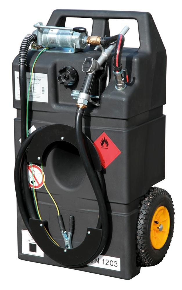 Kraftstofftrolley für Benzin, Volumen 95 Liter, ExO, mit Handpumpe und Zapfventil, BxTxH 590x1000x430 mm, Gewicht 20 kg