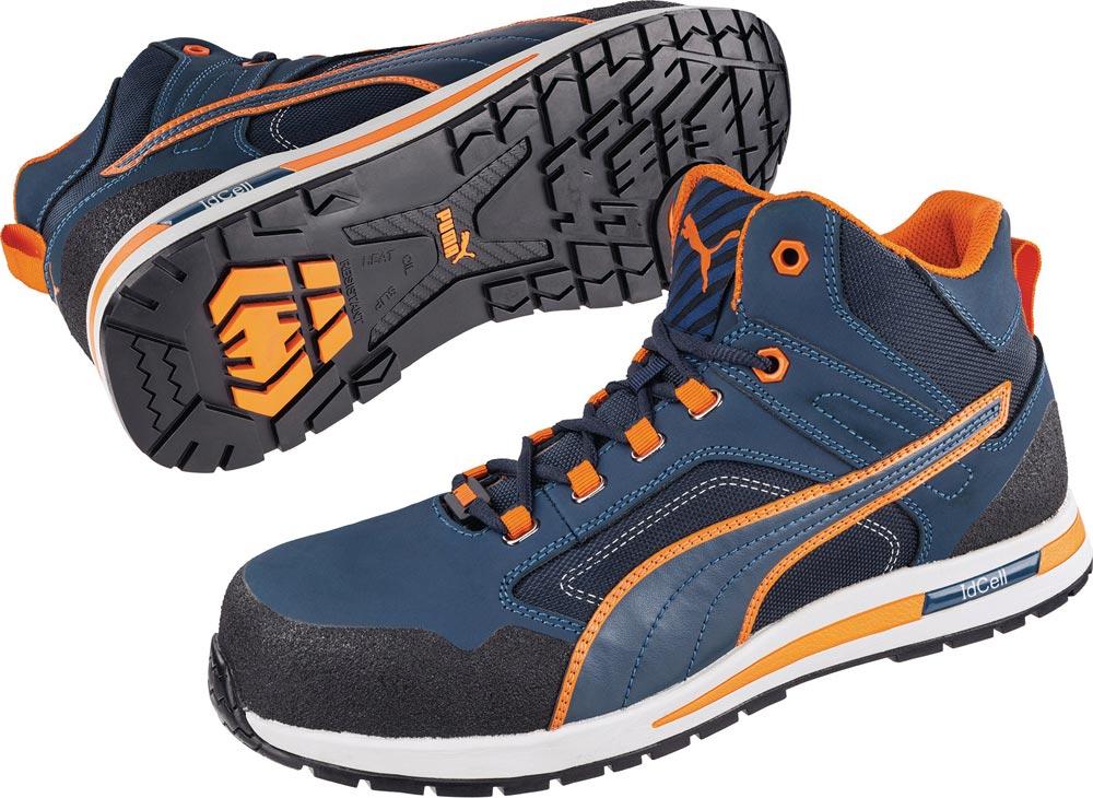 Sicherheitsstiefel Crosstwist MID Größe 45 blau/orange S3 HRO SRC DIN EN ISO 20345 Leder