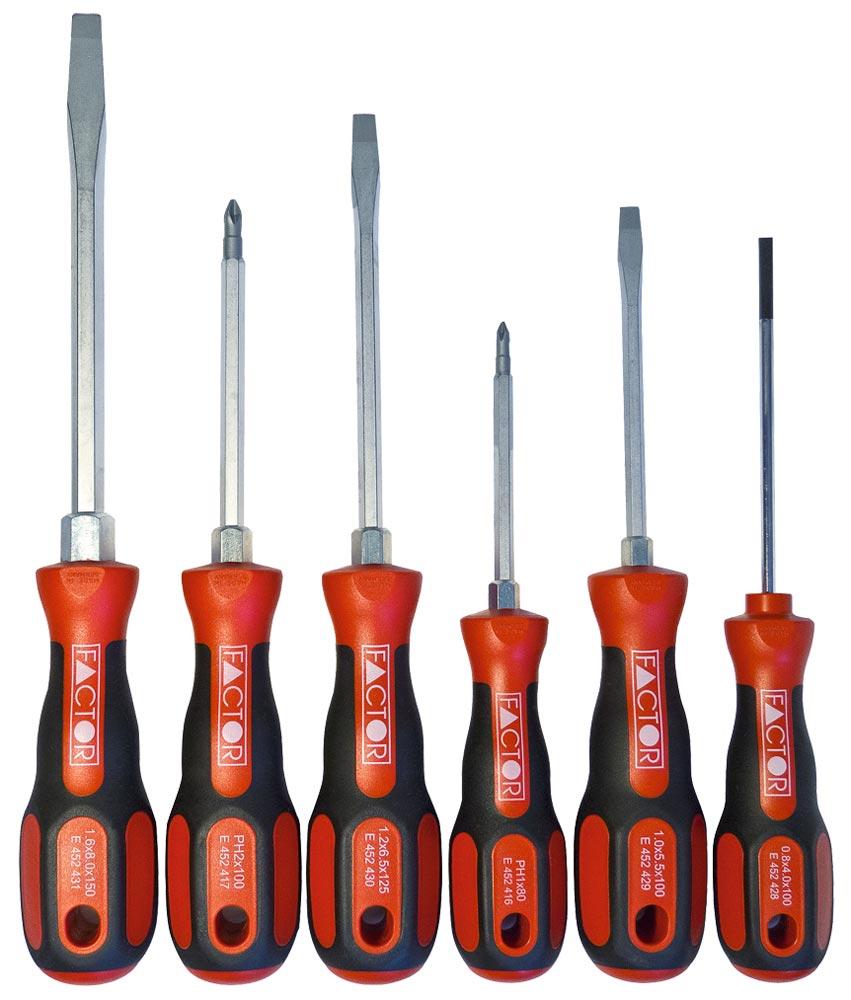 Schraubendreher-Satz mit 2K-Griffen, Schlitz u. Kreuzschlitz PH 6tlg. Schraubendreher-Satz mit 2K-Griffen, Schlitz u. Kreuzschlitz PH 6tlg.