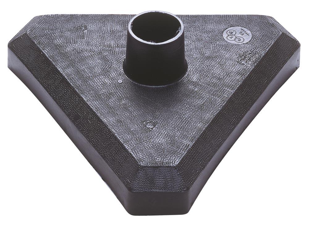 Ketten-Sperrpfosten, Kunststofffuß dreieckig betongefüllt 2,9 kg, Pfosten aus Kunststoff schwarz-gelb, 870 mm hoch, Durchm. 40 mm