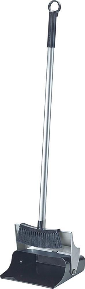 Kehrset Alu-Stiel mit Klappschaufel und Besen schwarz/silber Kehrset Alu-Stiel mit Klappschaufel und Besen schwarz/silber