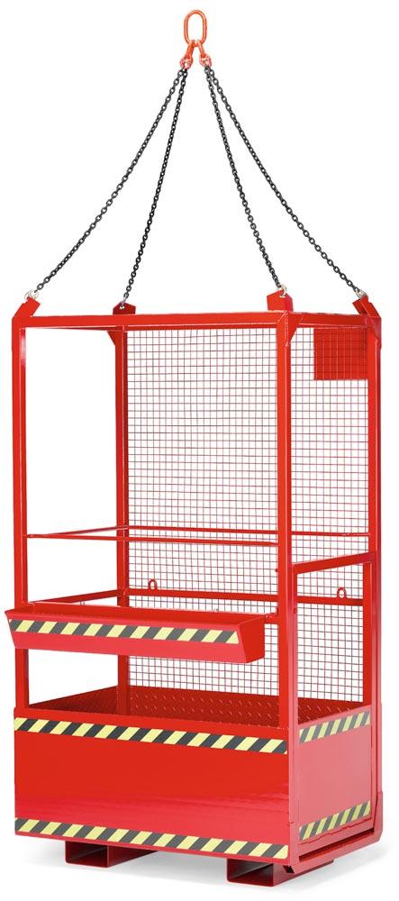 Arbeitskorb für die Nutzung mit dem Gabelstapler und dem Kran, Zulässig für 2 Personen, BxTxH 1200x800x2200 mm, Traglast 300 kg, RAL 3000 feuerrot