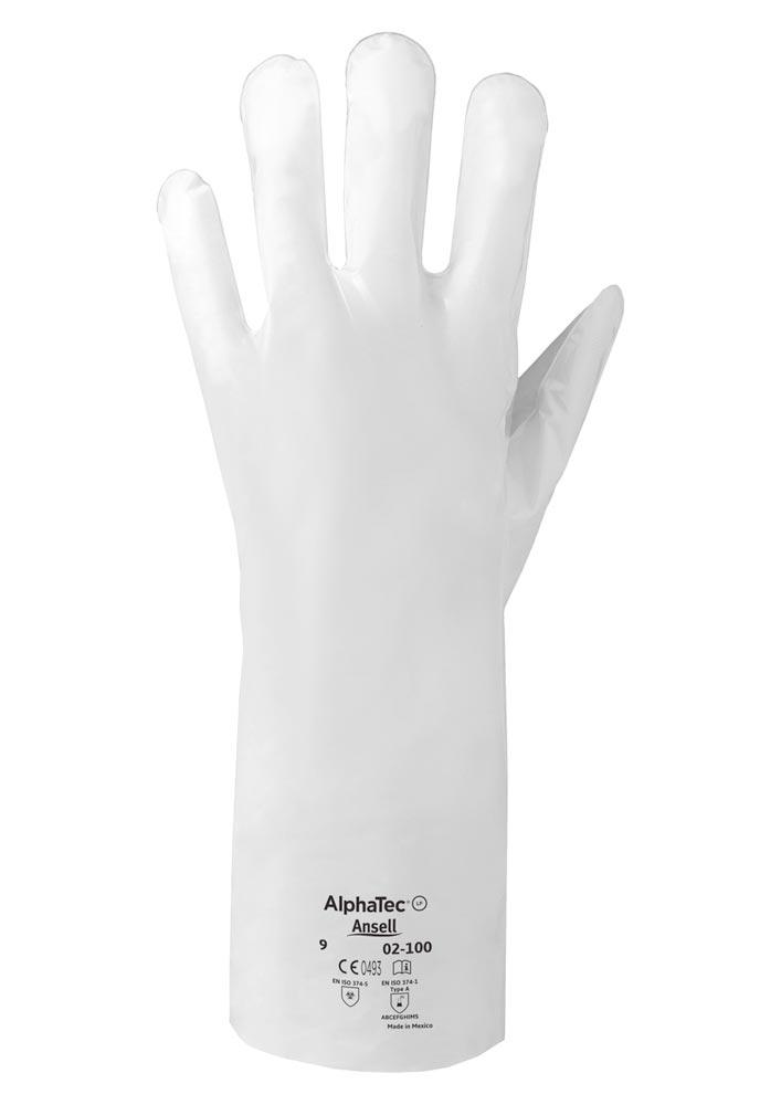 Chemikalien-Schutzhandschuhe AlphaTec 02-100, Farbe weiß, Gr. 7