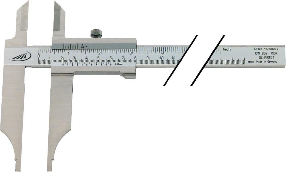 Werkstattmessschieber DIN 862 300 mm mit Messerspitzen Schnabellänge 90 mm