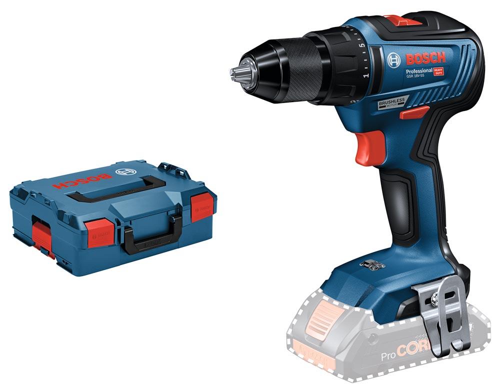 BOSCH Akku-Bohrschrauber GSR 18V-55 in L-Boxx (ohne Akku/Ladegerät)