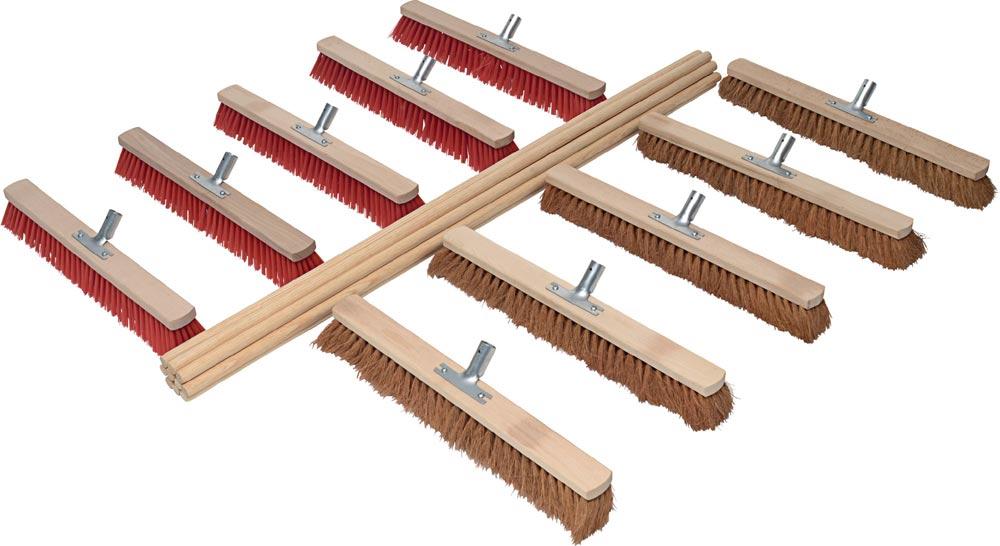 Besenset je 5 Kokos-/Elaston Länge 600 mm mit 10 Stielen L.1400 mm Besenset je 5 Kokos-/Elaston Länge 600 mm mit 10 Stielen L.1400 mm