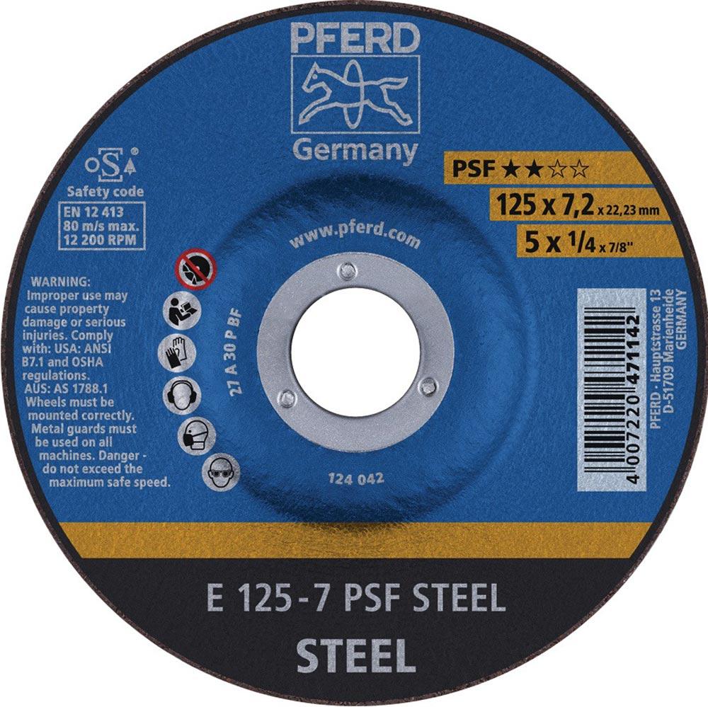 Schruppscheibe PSF STEEL D125xS7,2mm gekröpft Stahl Bohrung 22,23 mm Schruppscheibe PSF STEEL D125xS7,2mm gekröpft Stahl Bohrung 22,23 mm