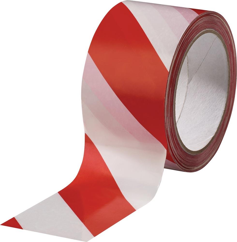 Warnmarkierungsband PVC rot/weiß Länge 66 m Breite 60 mm Rolle