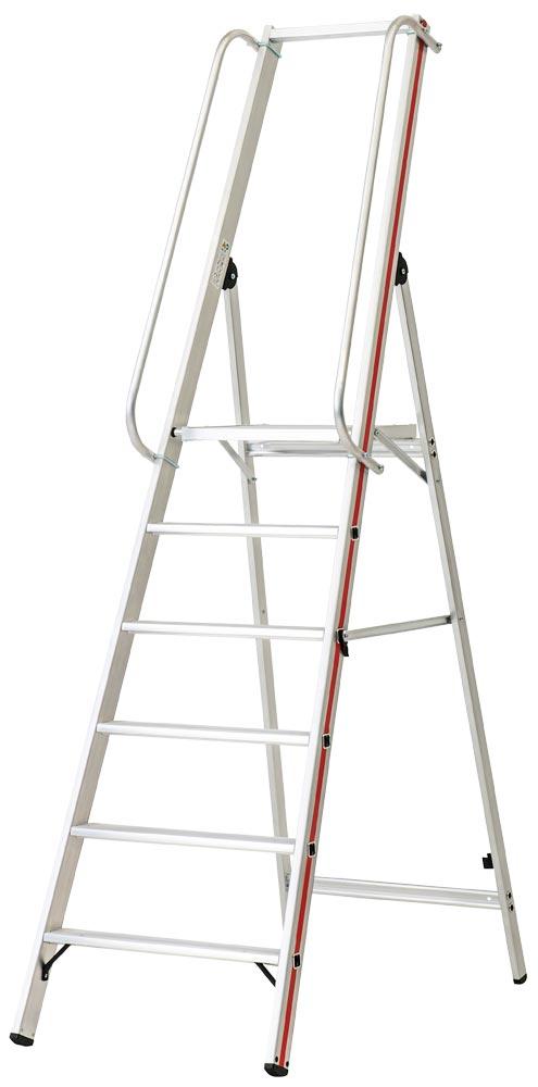 Plattformleiter mit Handlauf, klappbar, Podesthöhe o. Geländer 1420 mm, 6 Stufen