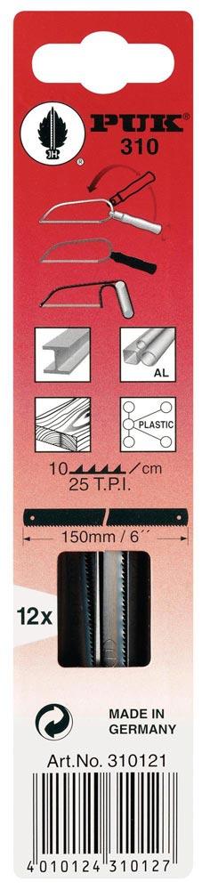 Metallsägeblatt 312 Länge 150 mm Zähne per Zoll 32 1-seitig 12 Stück / Karte