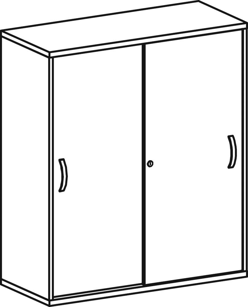 Büro-Schiebetürenschrank, BxTxH 1000x425x1152 mm, 3 OH, 2 Böden, Schloss, lichtgrau