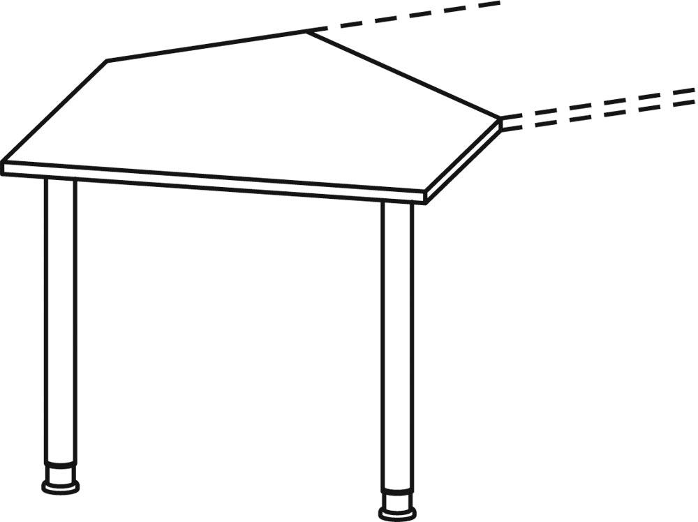 Anbautisch, BxTxH 1060x1225x680-800 mm, höhenverst., links zu montieren, Platte ahorn, Stützfüße anthrazit