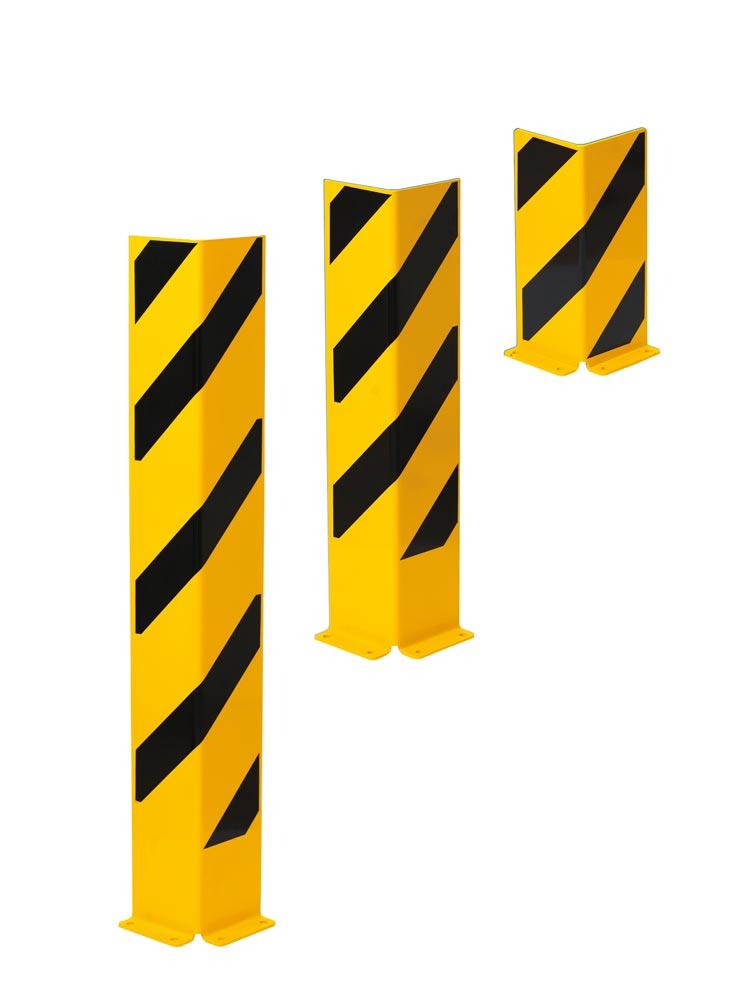 Anfahrschutz, Stahl-Winkel, kunststoffbeschichtet gelb/schwarz, Höhe 1200 mm, Stärke 6 mm, Querschnitt 160 mm