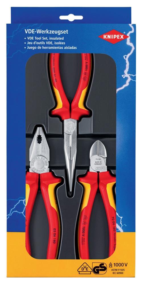 Zangensatz Elektro-Paket Inhalt 3-teilig VDE verchromt Kunststofftiefziehteil Zangensatz Elektro-Paket Inhalt 3-teilig VDE verchromt Kunststofftiefziehteil