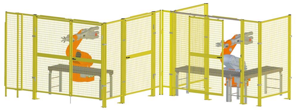 Schiebetür für Maschinenschutzgitter, Magnetverschluss, BxH 1250x2000 mm, RAL 1018 zinkgelb