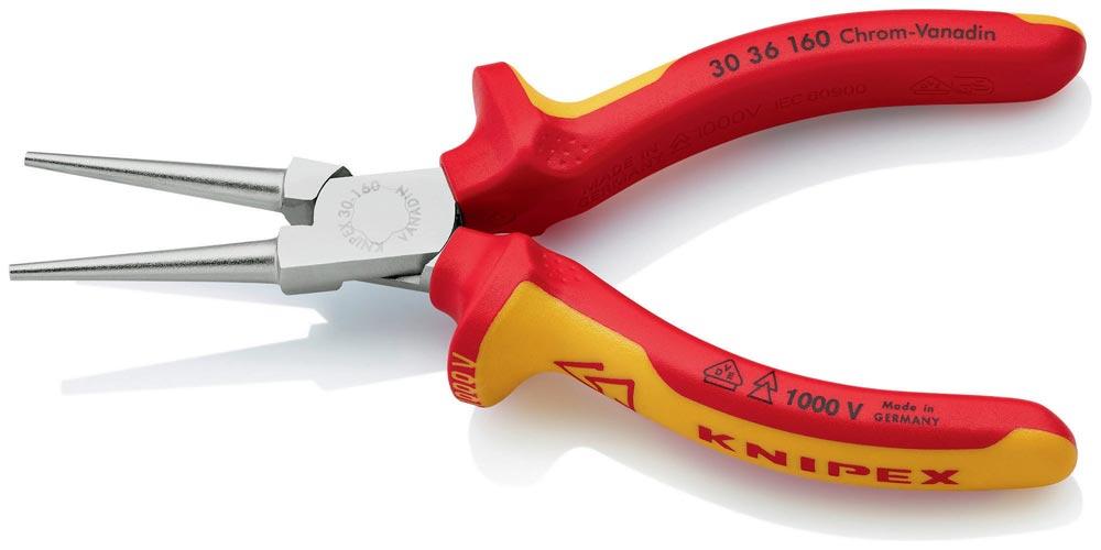 Langbeckzange Gesamtlänge 160 mm Form 3 Kopf verchromt lang, rund VDE Mehrkomponenten-Hüllen