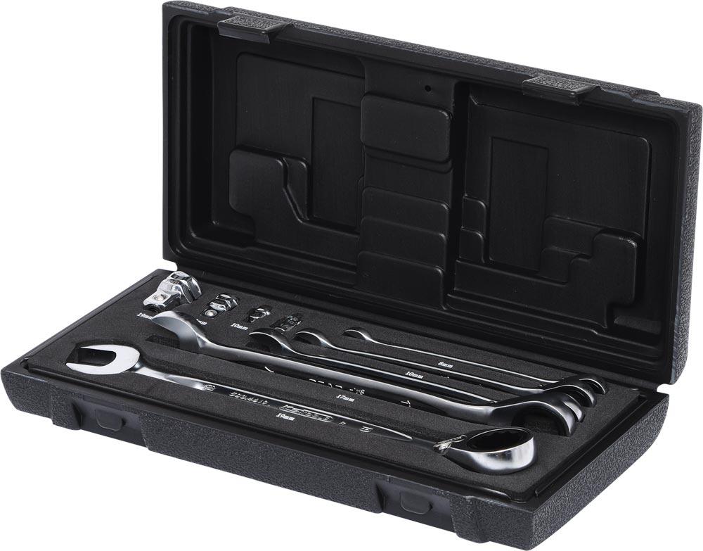 Ratschen-Ringmaulschlüssel-Satz GEARplus, umschaltbar, 9tlg., 8-19 mm, Kstst.-Kasten