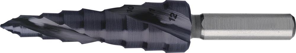 Stufenbohrer ULTIMATECUT Bohrbereich 5-12 mm HSS RUnaTEC spiralgenutet Schneidenanzahl 2 Stufenanzahl 8 Stufenbohrer ULTIMATECUT Bohrbereich 5-12 mm HSS RUnaTEC spiralgenutet Schneidenanzahl 2 Stufenanzahl 8