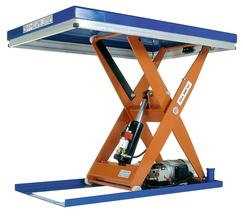 Kompakt-Scherenhubtisch, Traglast 1500 kg, Nutzhub 1000 mm, Tischplatte LxB 1500x800 mm, Motor 400 V / 1,5 kW