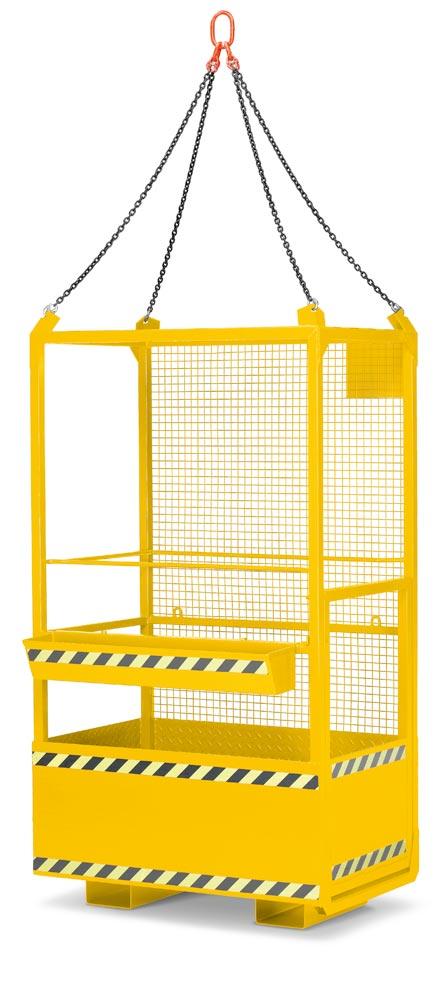 Arbeitskorb für die Nutzung mit dem Gabelstapler und dem Kran, Zulässig für 2 Personen, BxTxH 1200x800x2200 mm, Traglast 300 kg, RAL 1023 verkehrsgelb