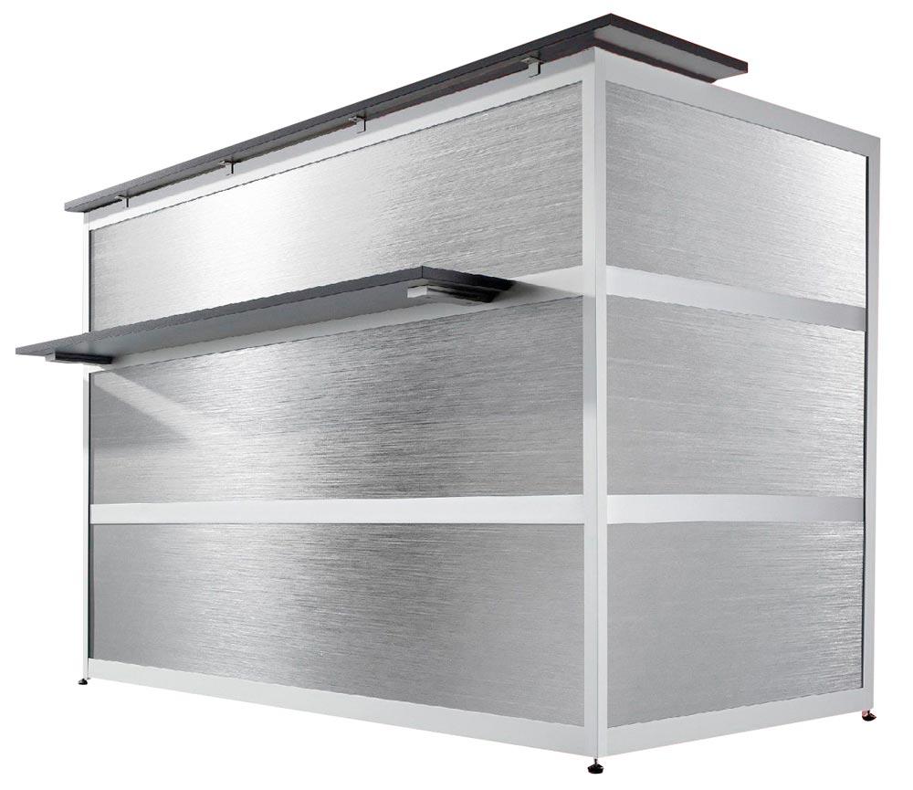 Grundtheke gerade, Edelstahlfinish, Platte anthrazit, BxTxH 1500x850x1100mm
