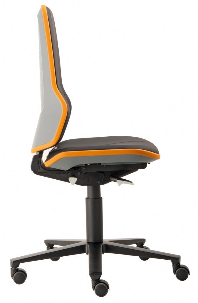 Arbeitsdrehstuhl, Permanentkontakt, mit Rollen, Flexband grau, Basisstuhl ohne Polster, Sitz Höhe 450-620 mm, DIN 68877 Arbeitsdrehstuhl, Permanentkontakt, mit Rollen, Flexband grau, Basisstuhl ohne Polster, Sitz Höhe 450-620 mm, DIN 68877
