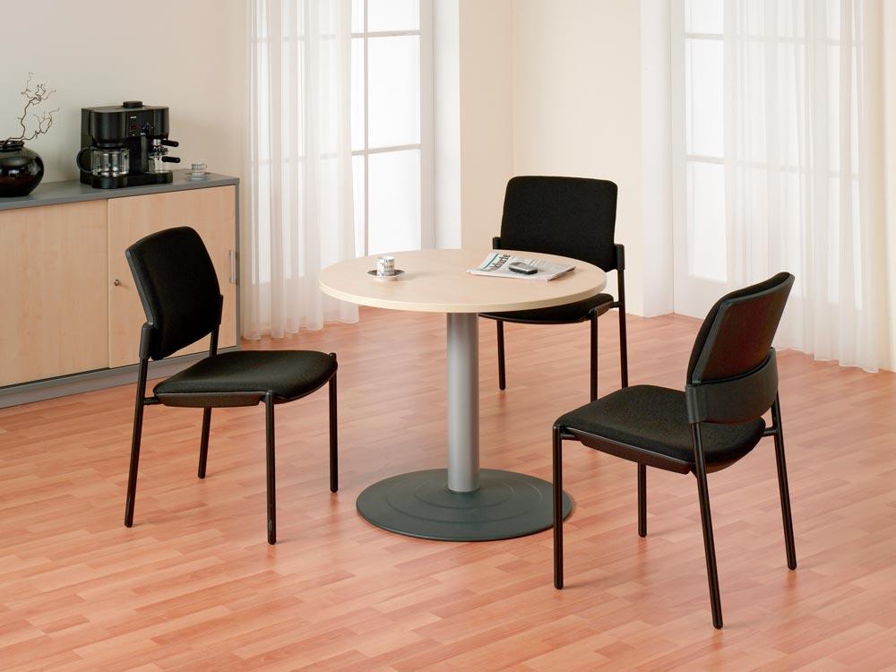 Steh-Tisch, Durchm.xH 900x1100 mm, Rund, Plattenfarbe lichtgrau, Säule silber, Tellerfuß anthrazit