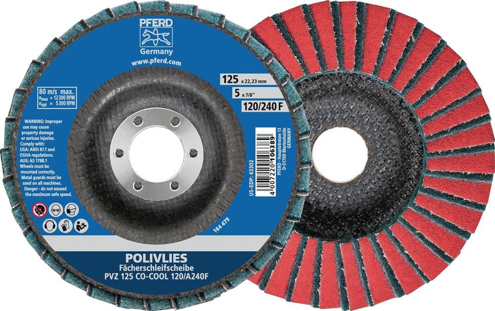 Fächerschleifscheibe Ø 125 mm Körnung 80 / 180 M Aluminium Keramikkorn CO-COOL