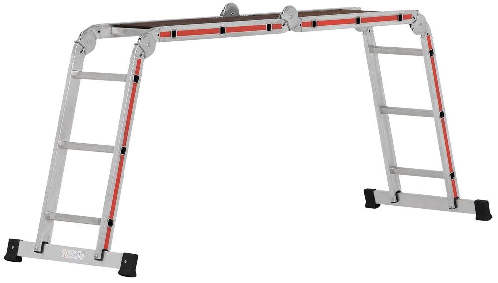 Mehrzweckleiter, 4-teilig, 4x4 Sprossen, Leiterlänge als Anlegeleiter 4,59 m, als Stehleiter 2250 mm Gewicht 14,6 kg Mehrzweckleiter, 4-teilig, 4x4 Sprossen, Leiterlänge als Anlegeleiter 4,59 m, als Stehleiter 2250 mm Gewicht 14,6 kg
