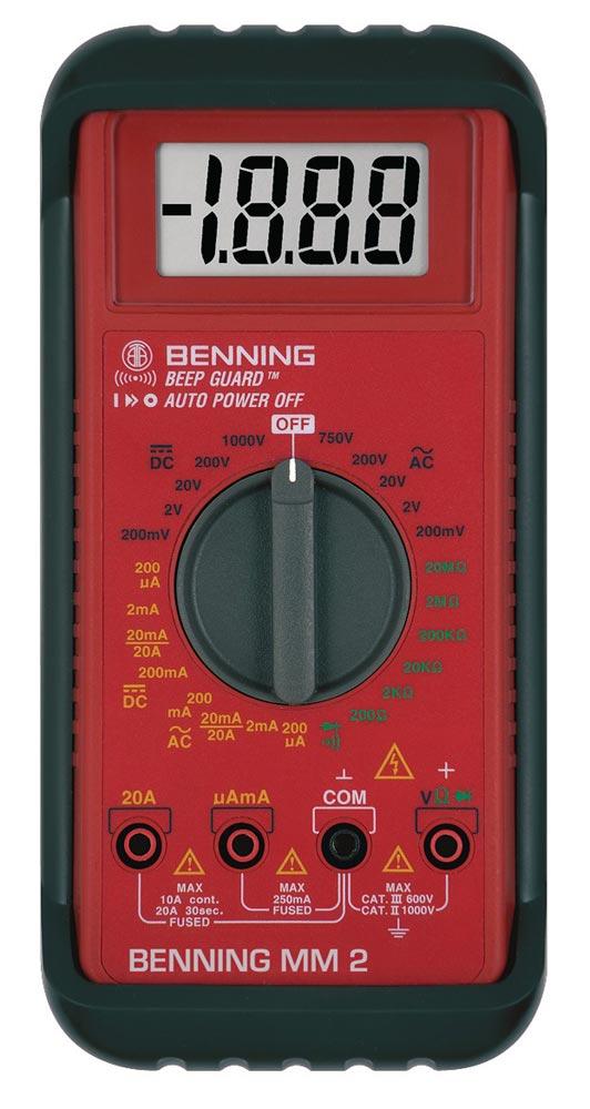 Multimeter MM 2 0,1 mV-750 V AC, 0,1 mV-1000 V DC RMS