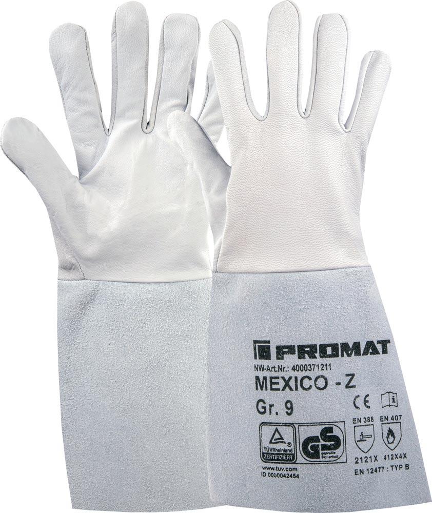 Schweißerhandschuhe Mexico Z Größe 11 grau EN 388, EN407, EN12477 PSA-Kategorie II 10 Paar