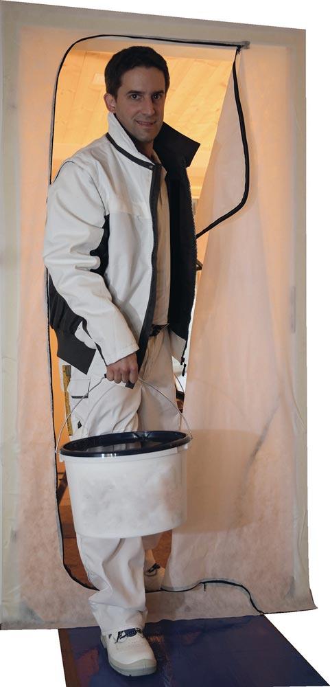 Staubschutztür DUO 1 Tuch / 1 Rolle Klebeband Tuch 2,2 x 1,1 m/Band 7 m x 36,6 mm geeignet für S-Form, mit Klebeband