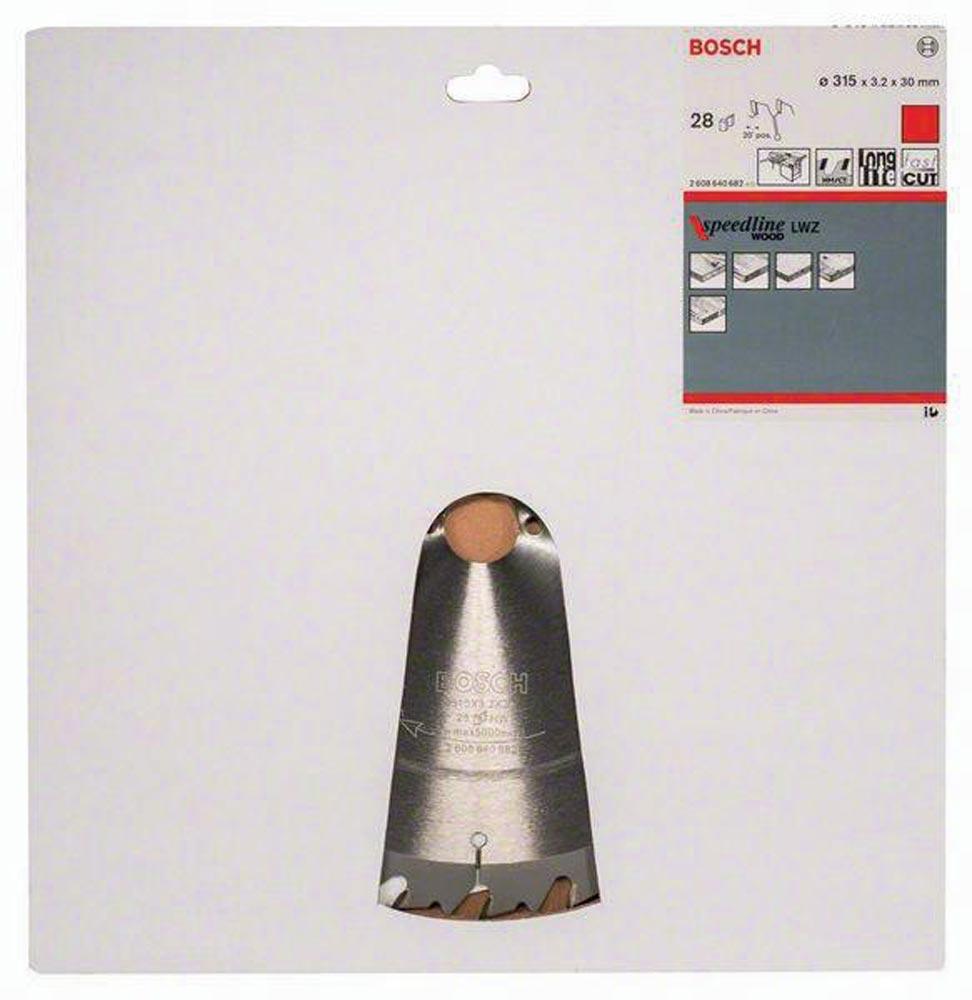 Kreissägeblatt Außen-Ø 315 mm Zähnezahl 28 WZ Bohrung 30 mm Schnittbreite 3,2 mm HM