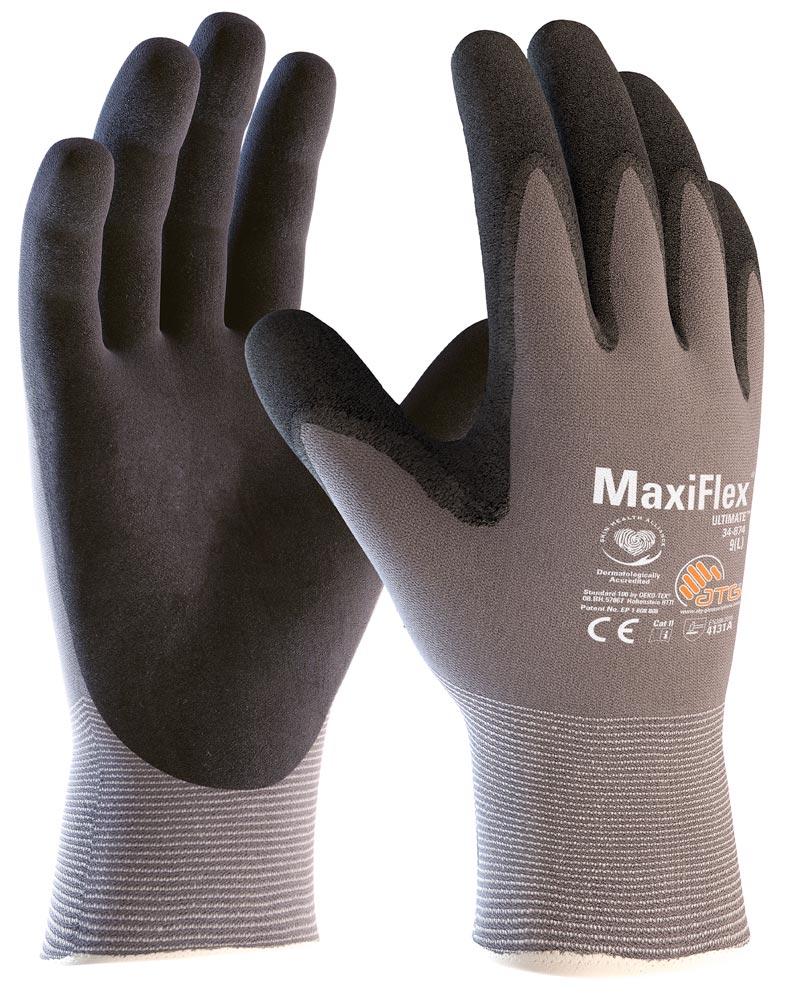 Handschuhe MaxiFlex® Ultimate™ 34-874 Größe 10 grau/schwarz Nylon m.Nitrilmikroschaum EN 388 PSA-Kategorie II