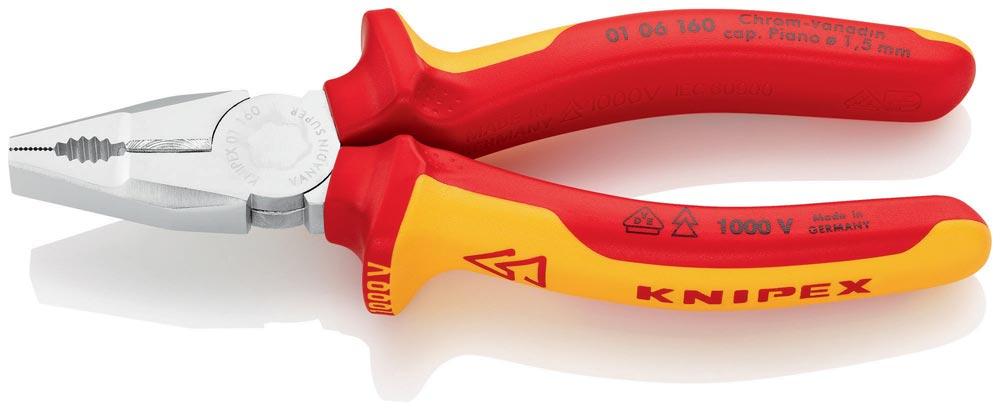 Kombizange Länge 160 mm verchromt Mehrkomponenten-Hüllen VDE